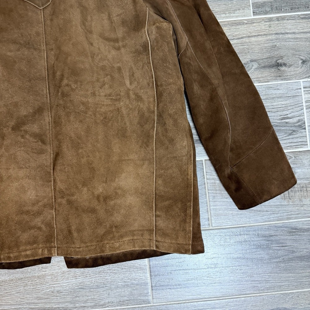 Vintage Pioneer Wear Men's Suede Leather Western Jacket Coat Lined 46 Retro - Picture 15 of 16